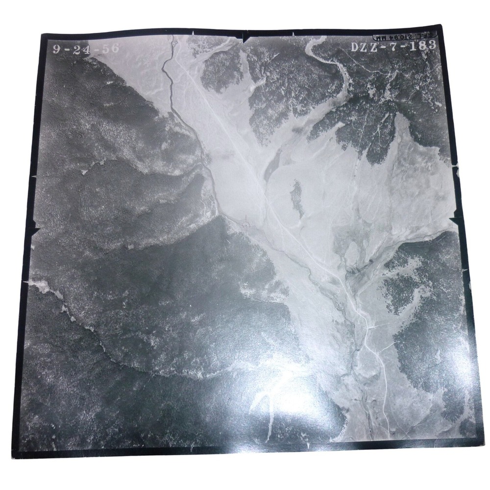 Vintage 1956 Aerial Survey Photograph DZZ-7-183 Black White Topographical Photo